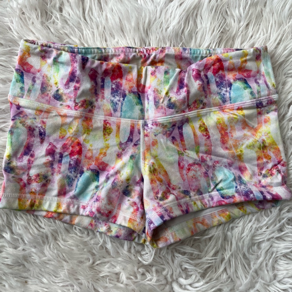 FLEO OG rainbow leopard shorts, size small